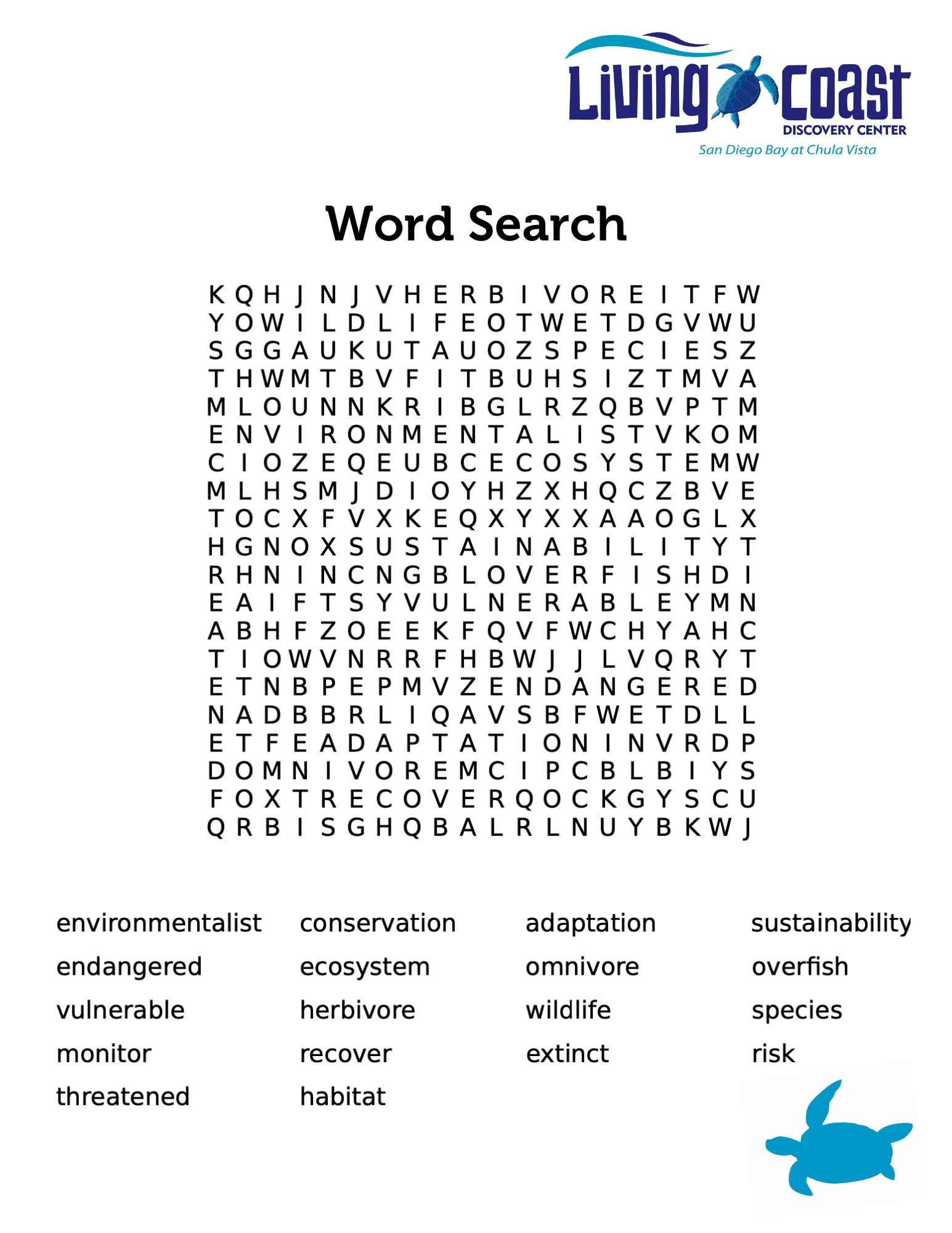 Living Coast - Word Search